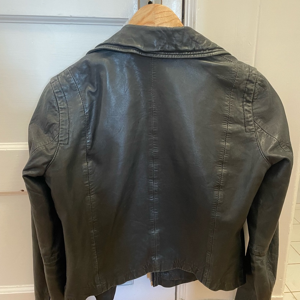 Madewell black washed leather motorcycle jacket size small - Picture 4 of 6